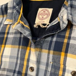 Fat Face Shirt XL Blue Yellow Plaid  Long Sleeved Button Up Flannel Mens